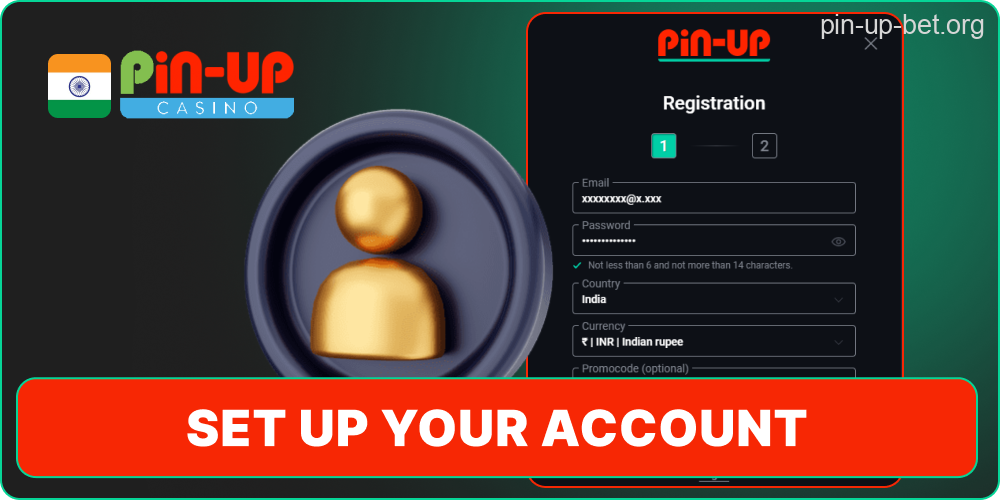 Pin-Up quick account setup process