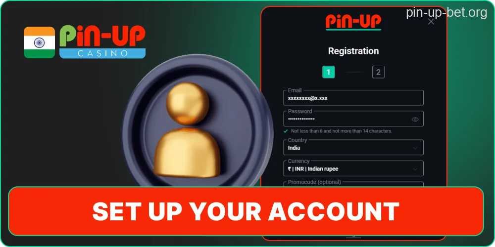Pin-Up quick account setup process