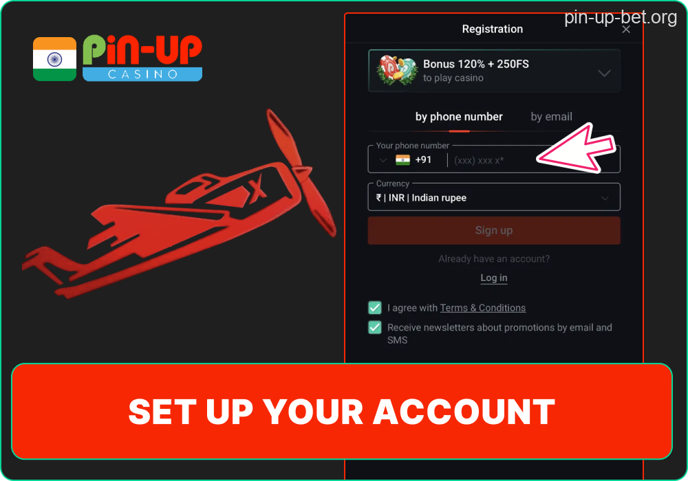 Pin-Up account creation step
