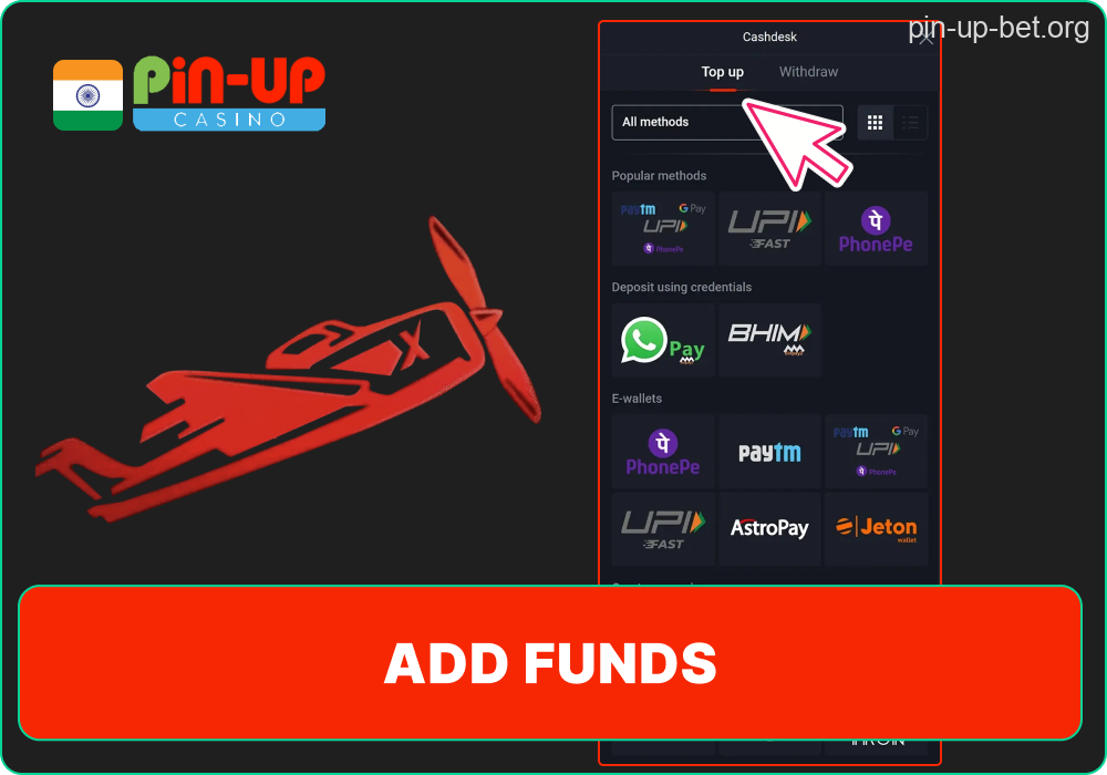 Pin-Up deposit action step